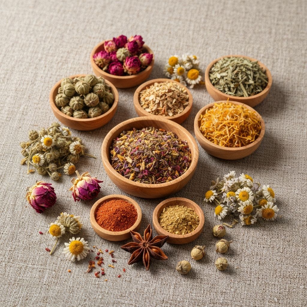 Various dried herbs